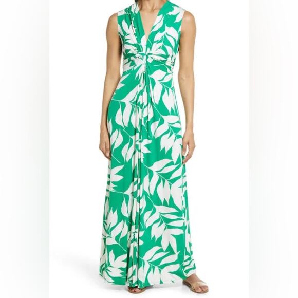 Eliza J Twist Front Maxi Dress in Green Women’s Sz 6 - Picture 1 of 8
